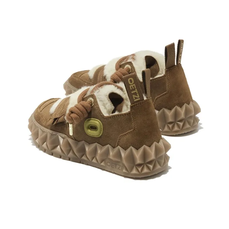 OETZI Ice Mountain Series 10 Ice Man Oz Warm Height Increasing Slip-Resistant Ankle-Length Snow Boots Unisex Brown-2