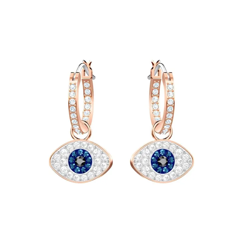 Swarovski Evil Eye Pendant Hoop Earrings-0