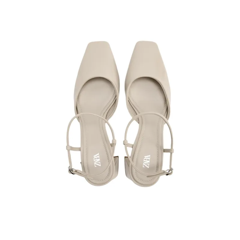 ZARA High Heels 4cm Women's Beige Yellow-3