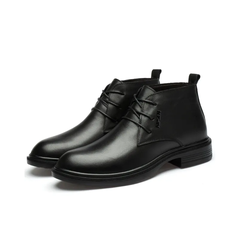 AIPSEN Ankle Boots Unisex Black Smooth Finish-3