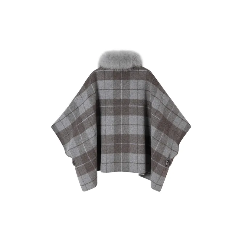 Ouyang Cloaks Women's Gray Plaid-1