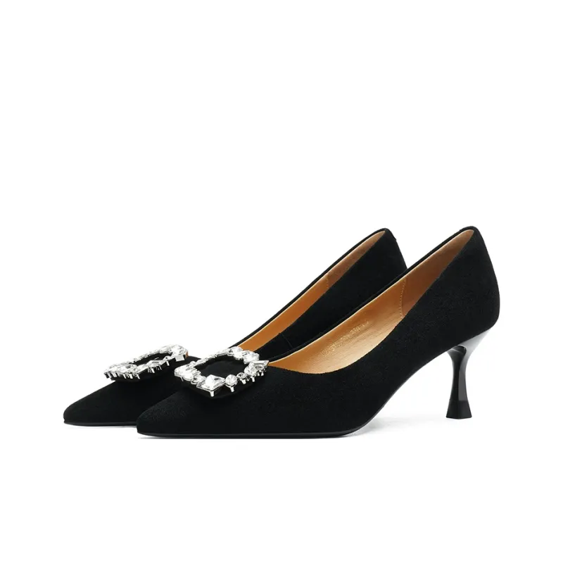 ELLE Slim Heel Shoes 6.5cm Women's Black-2