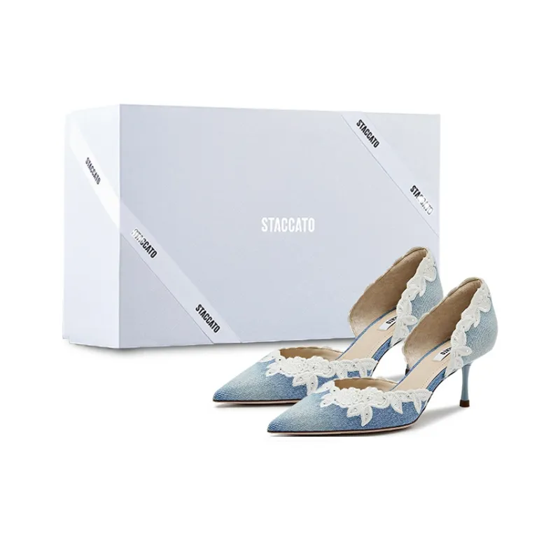 Staccato Island Rose Slim Heel High Heels 7cm Women's Blue-1