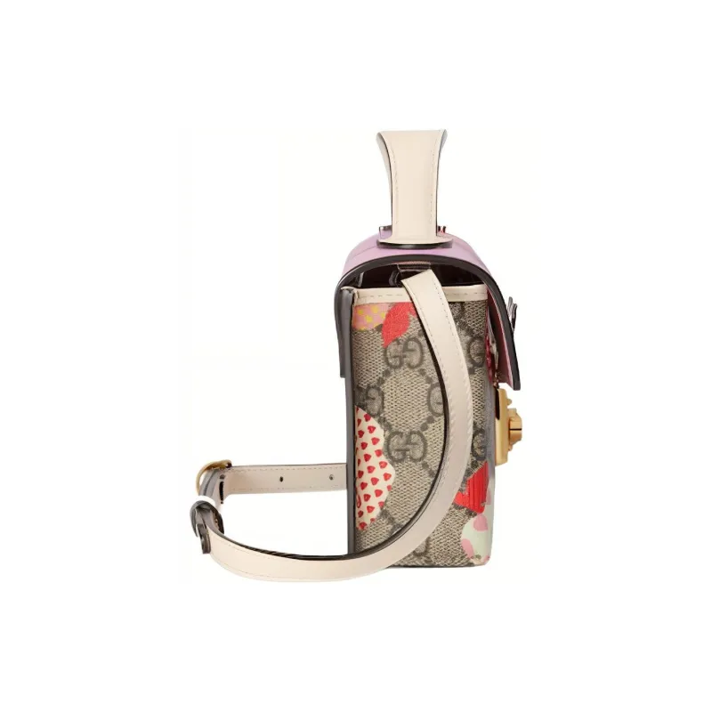 GUCCI Padlock Canvas With Leather Box Bag Handbag Shoulder Bag Crossbody Bag Mini Women's Pink/Ebony-2