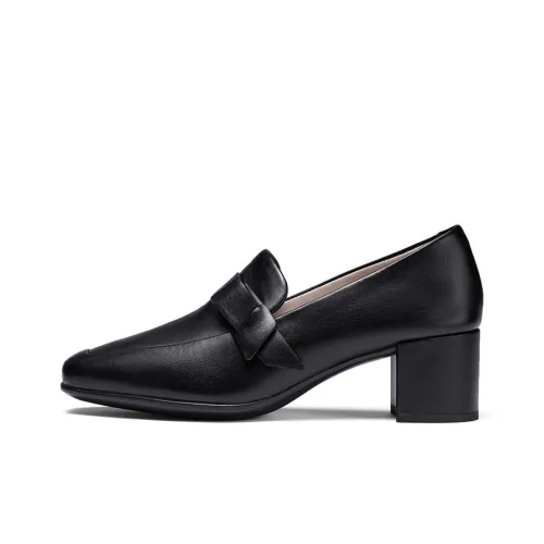 Ecco Sculpted Square Toe Collection Block Heel High Heels 5cm Women's Black