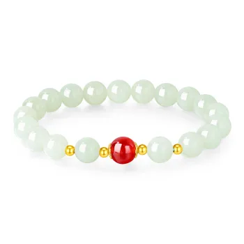 Lao Feng Xiang Hetian Jade Bracelets Green Jade Women's