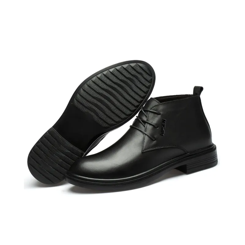AIPSEN Ankle Boots Unisex Black Smooth Finish-4