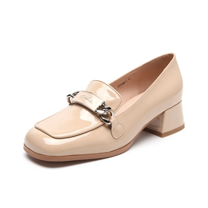 Satchi Block Heel High Heels Women's Nude-1