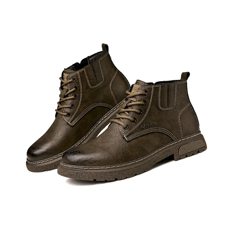 Wen Nai Ankle Boots Men Black/Khaki-8