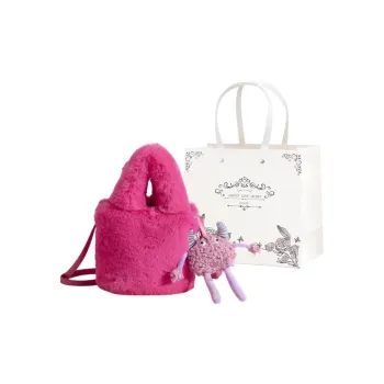 NX DOUGHNUT Plush Handbag Women's Rose Red