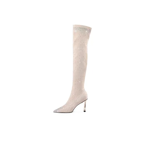 Hoov Knee-high Boots 8.5cm Women's Champagne