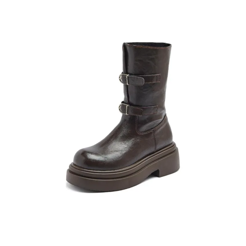 AGSDON Ankle Boots Women's Brown-1