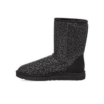 UGG Classic Short Snow Leopard Fleece Lined Black Women's
