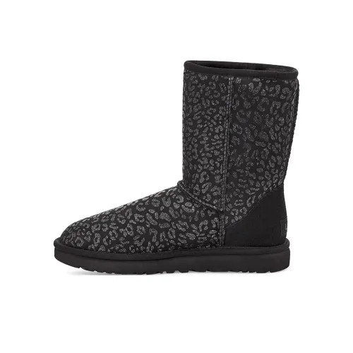 UGG Classic Short Snow Leopard Fleece Lined Black Women's