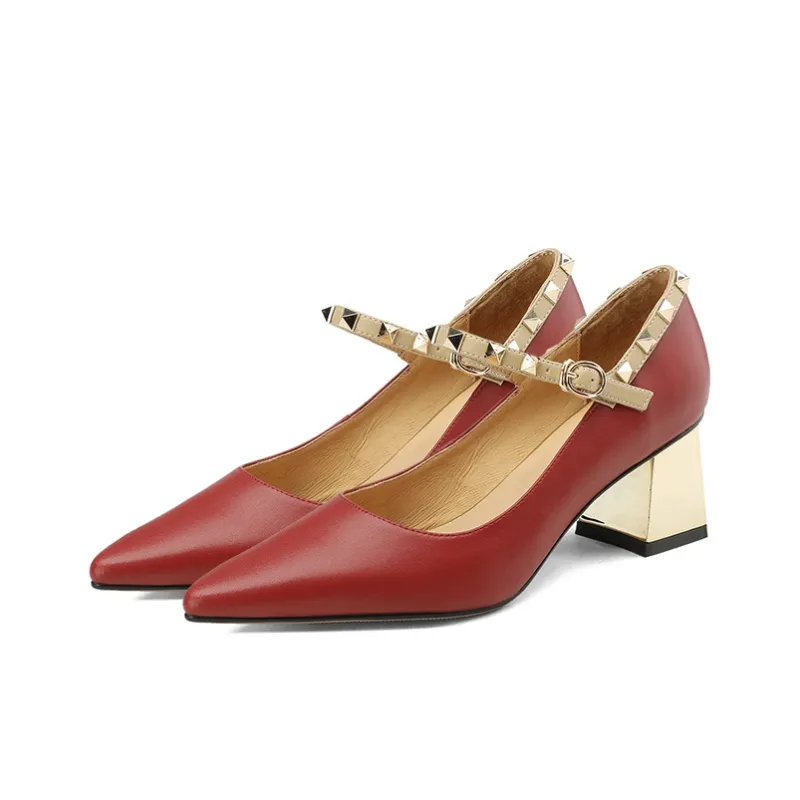Naiyee High Heels Women's Burgundy/White-2