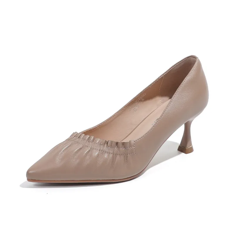 Mulinsen Slim Heel High Heels 6.5cm Women's Nude-3