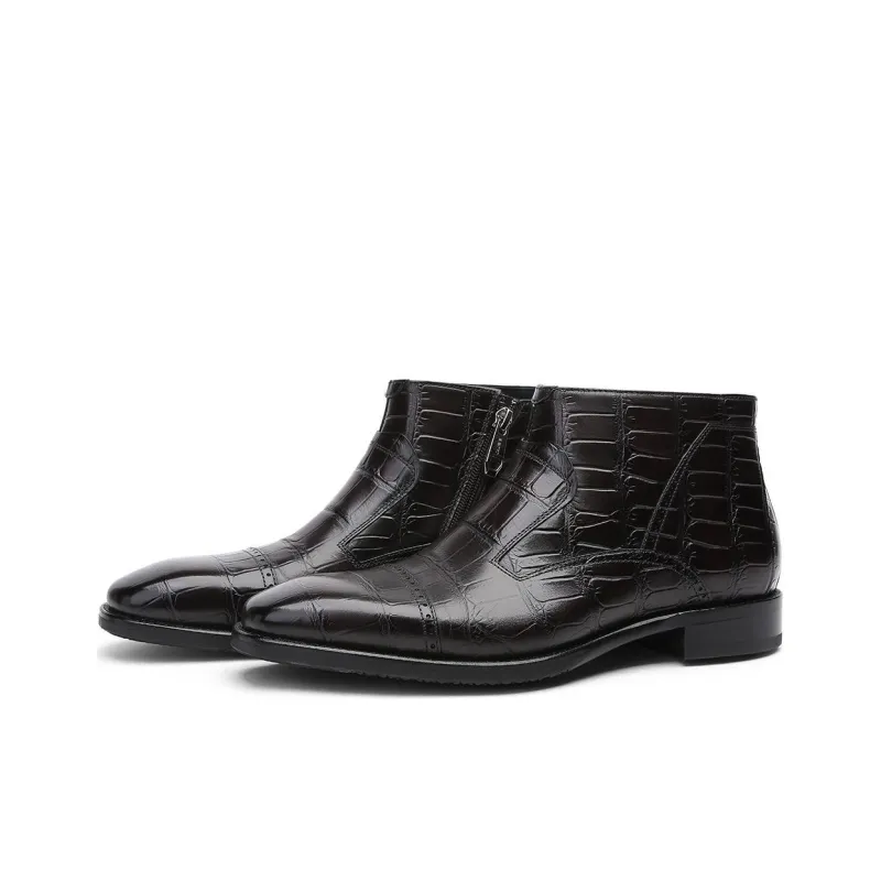 CROWN Chelsea Boots Men's Dark Brown One Yard Larger-2