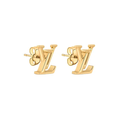 LOUIS VUITTON Metal Stud Earrings Women's Gold