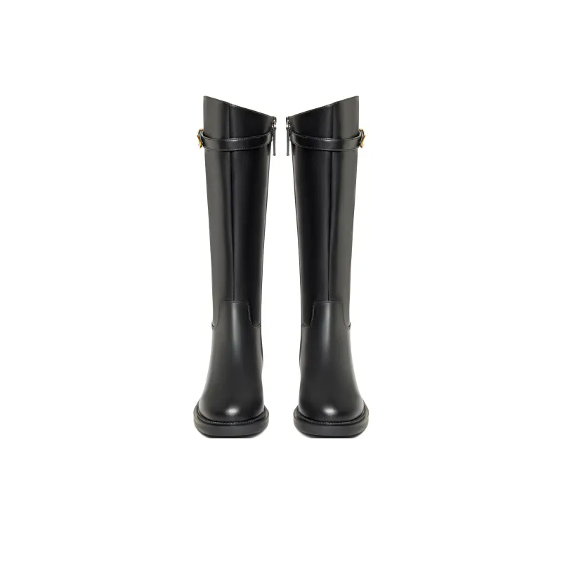 Teenmix Knee high Boots 3.5cm Women's Black-8