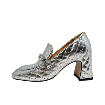 MADISON MAISON Chunky Heel High Heels 7.5cm Women's Silver