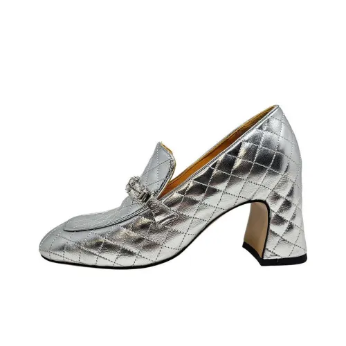 MADISON MAISON Chunky Heel High Heels 7.5cm Women's Silver
