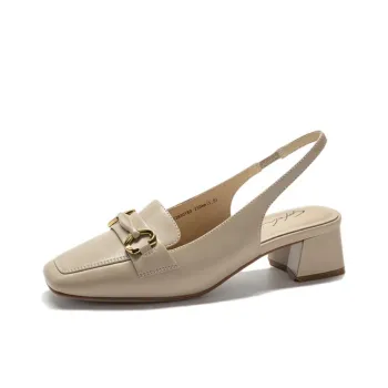 Satchi Chunky Heel High Heels 5cm Women's Milk Tea Beige