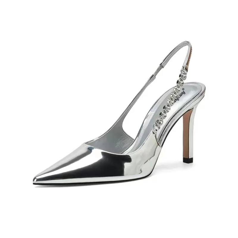 Be Good Slim Heel High Heels 7cm Women's Silver-0