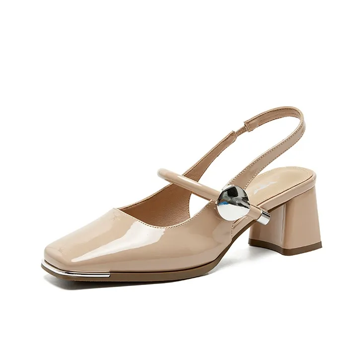 GNSJ Chunky Heel High Heels 6cm Women's Lotus Color-3