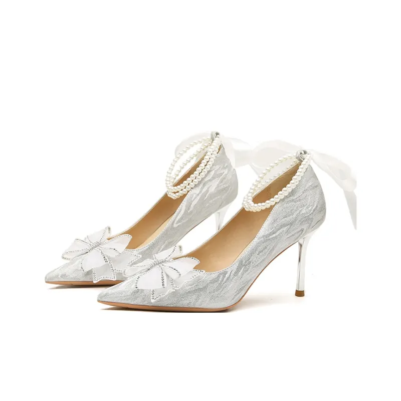 Ainer-cat Confessions Collection Slim Heel High Heels 8cm Women's Silver Box-8