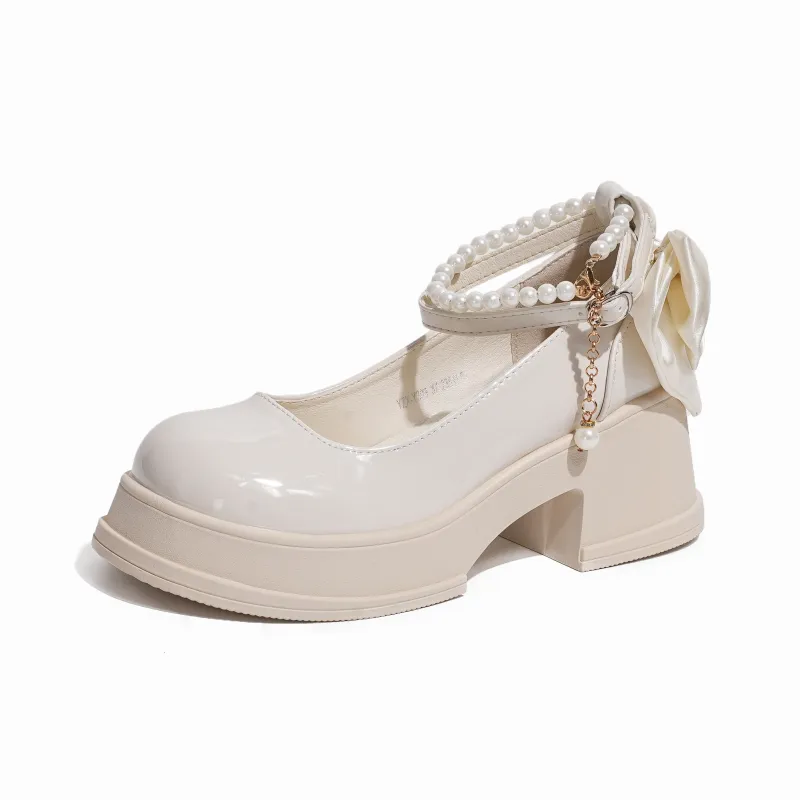 SHUXI Chunky Heel High Heels 6.5cm Women's Black Beige-9