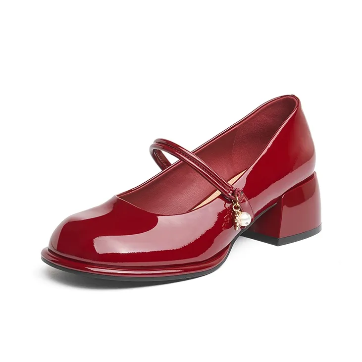 JOSINY JOSINY Block Heel High Heels 4.5cm Women's Red-4