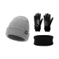 Gray Hats & Caps+Black Glove+Black Scarf