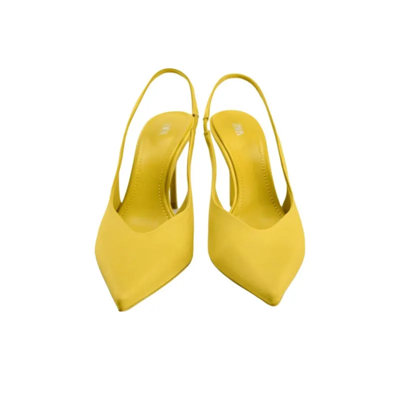 ZARA Slim Heel High Heels Women's Yellow-3