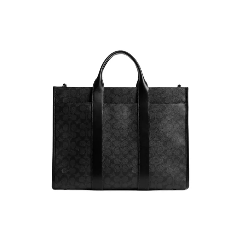 COACH Artificial Leather Tote Bag, Shopping Bag, One Shoulder Handbag Tubas Unisex Charcoal Gray-2
