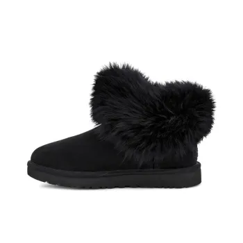 UGG Classic Mini Fluff Collar Fleece Lined Black Women's