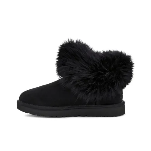 UGG Classic Mini Fluff Collar Fleece Lined Black Women's