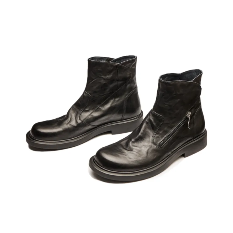 Brounvanm Ankle Boots 3CM Men's Black Coffee-2