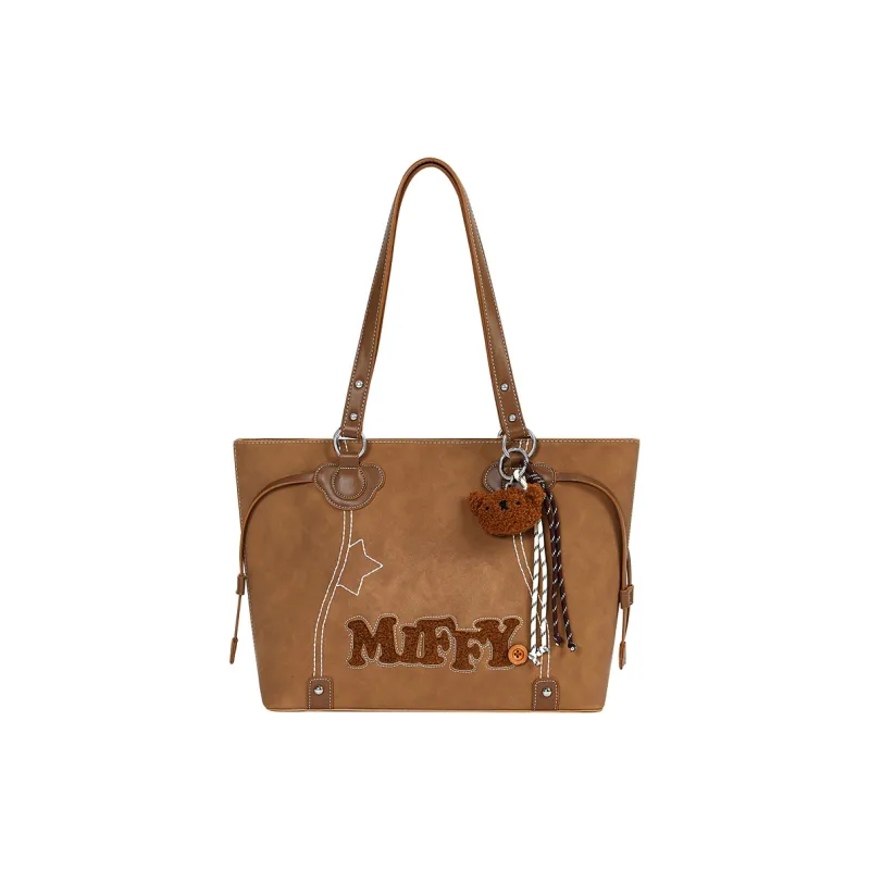 Miffy Synthetic Leather Tote Bag, Shopping Bag, Shoulder Bag Women's Brown/Light Brown-0