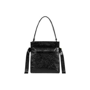 ROSA HERMOSO Cow Leather Laptop Bag, Portable Crossbody Bag, Shoulder Bag Regular Unisex Black
