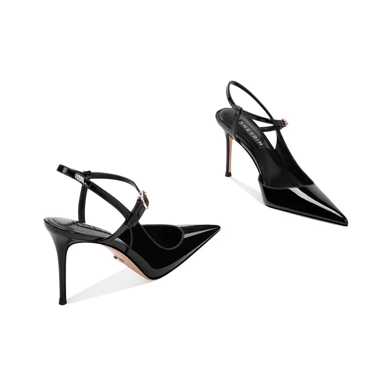 Shesrim Slim Heel High Heels Women's Black-3
