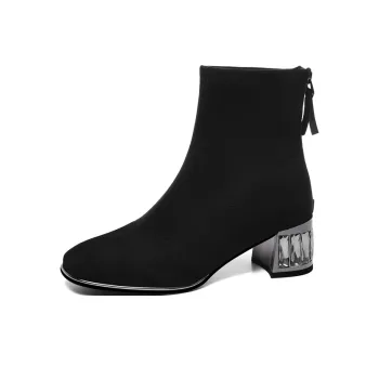 Golden Silk Rabbit Ankle Boots Women's