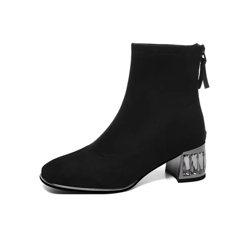 Golden Silk Rabbit Ankle Boots Women's-0