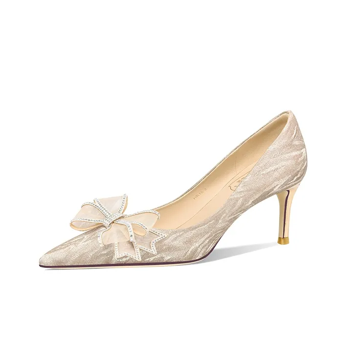 Holy Rose Slim Heel High Heels 10cm Women's Champagne Gold-3