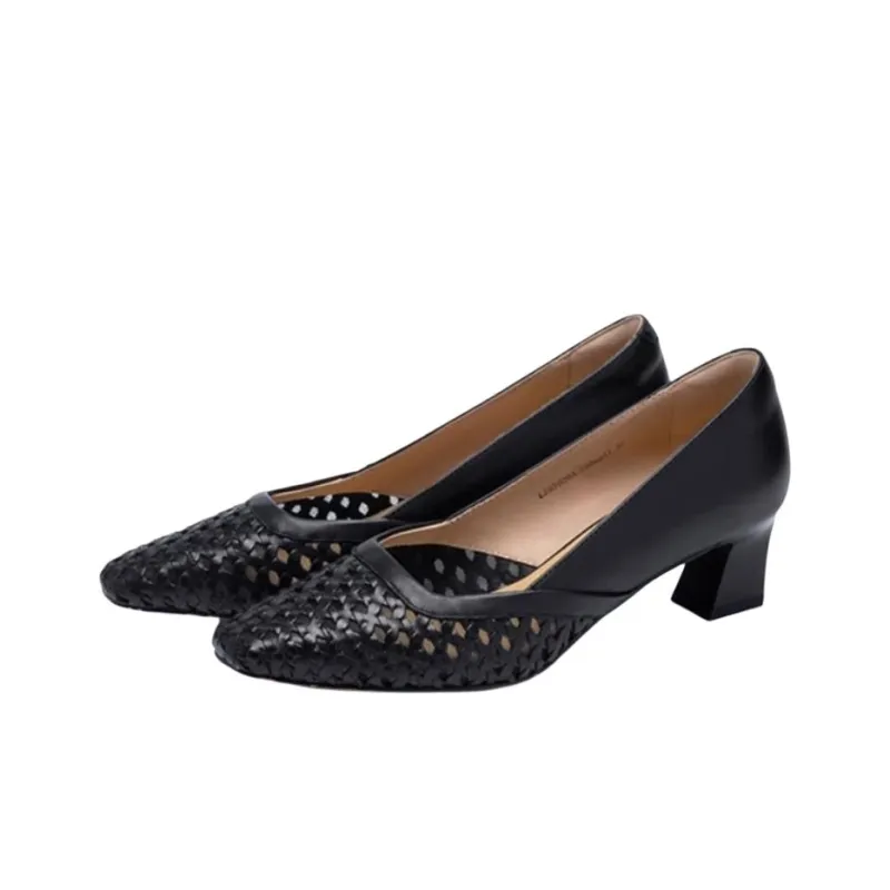 Satchi High Heels Women's Black/Ecru/Brown-2