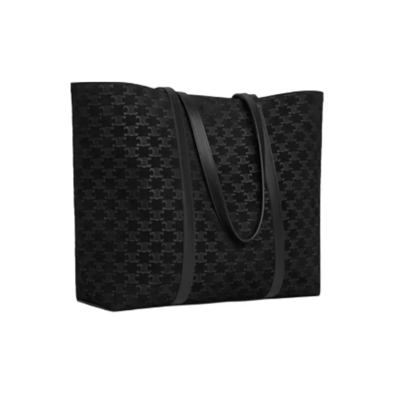 CELINE Suede Tote Bag Shopping Bag Shoulder Bags Women's Black-2