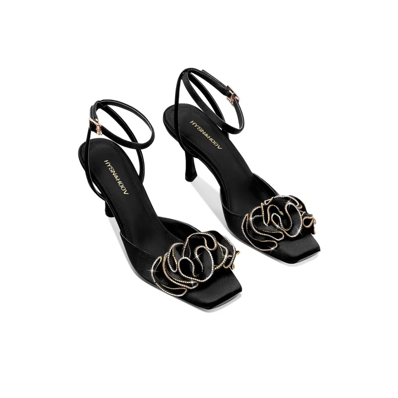 HAOYASENNU Stylish Sandal 8cm Women's Black-3