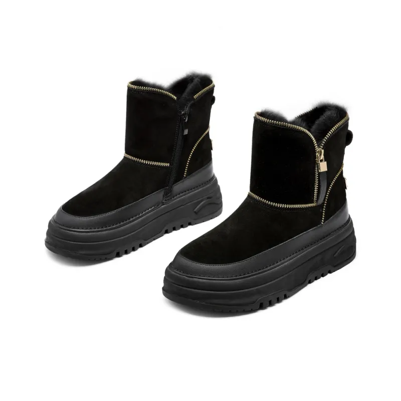 Suan Ba Hui Warm Water-Resistant Wear-Resistant Height Increasing Slip-Resistant Coverage Short Snow Boots Women's-2