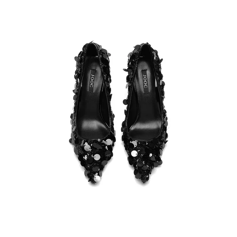 JOOC Slim Heel High Heels 9CM Women's Black-3