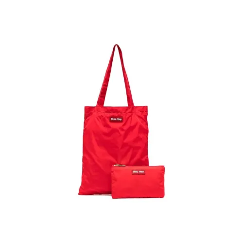 MIU MIU Nylon Fabric Tote Bag Shopping Bag Handbag Women's Red