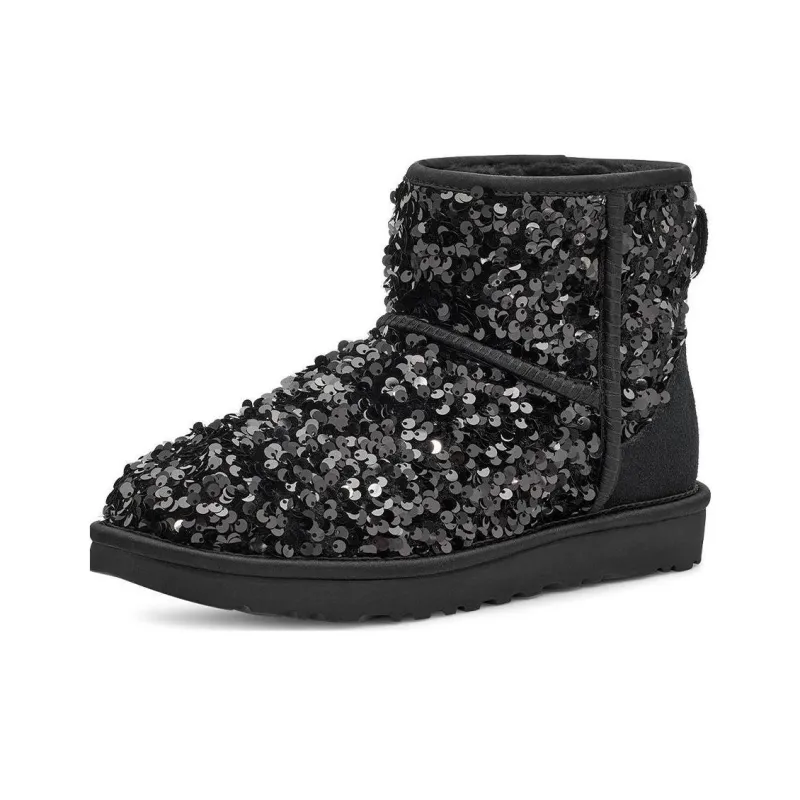 UGG Classic Mini Chunky Sequin Boot Black Women's-1